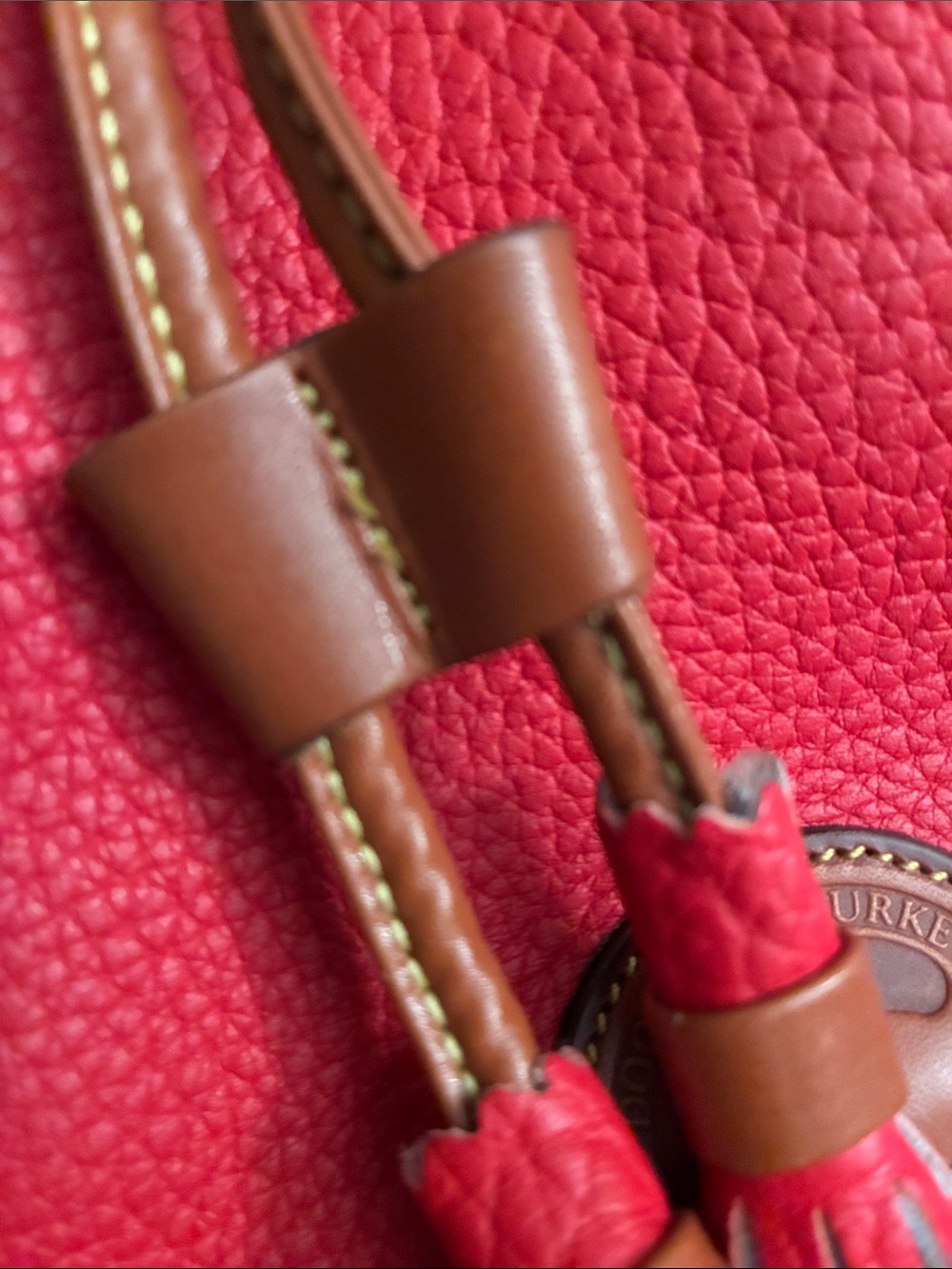 Dooney & Bourke Red Pebble All Weather Leather Drawstring Crossbody - Picture 7 of 9